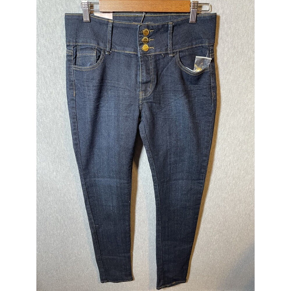Queen Jeans Women's Size 11 Dark Wash High Rise Button Fly Skinny Stretch Denim